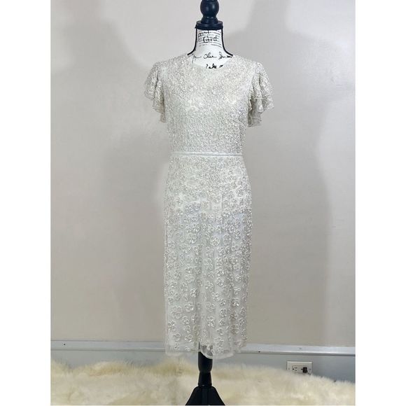 Mac Duggal Floral Beaded Sheath Dress size 6 - Picture 4 of 13